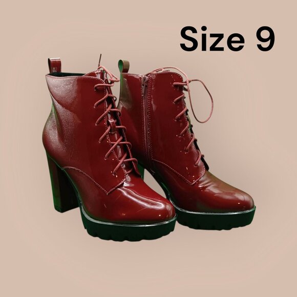 Allegra K Women Size 9 Lace up Side zip ankle boots - Picture 1 of 4